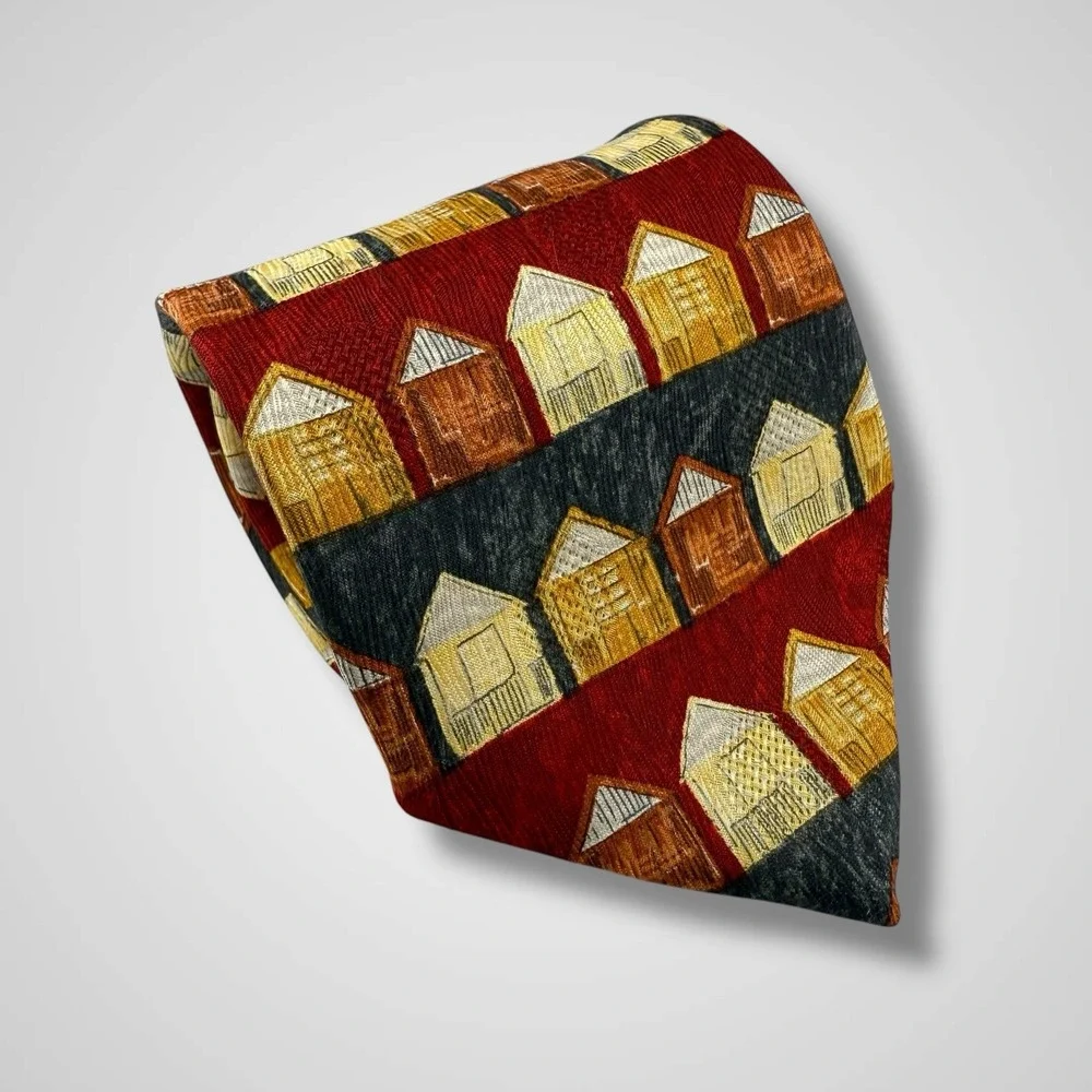 ERMENEGILDO ZEGNA Mens Silk Necktie ITALY Luxury Houses‎ Village Burgundy Multi